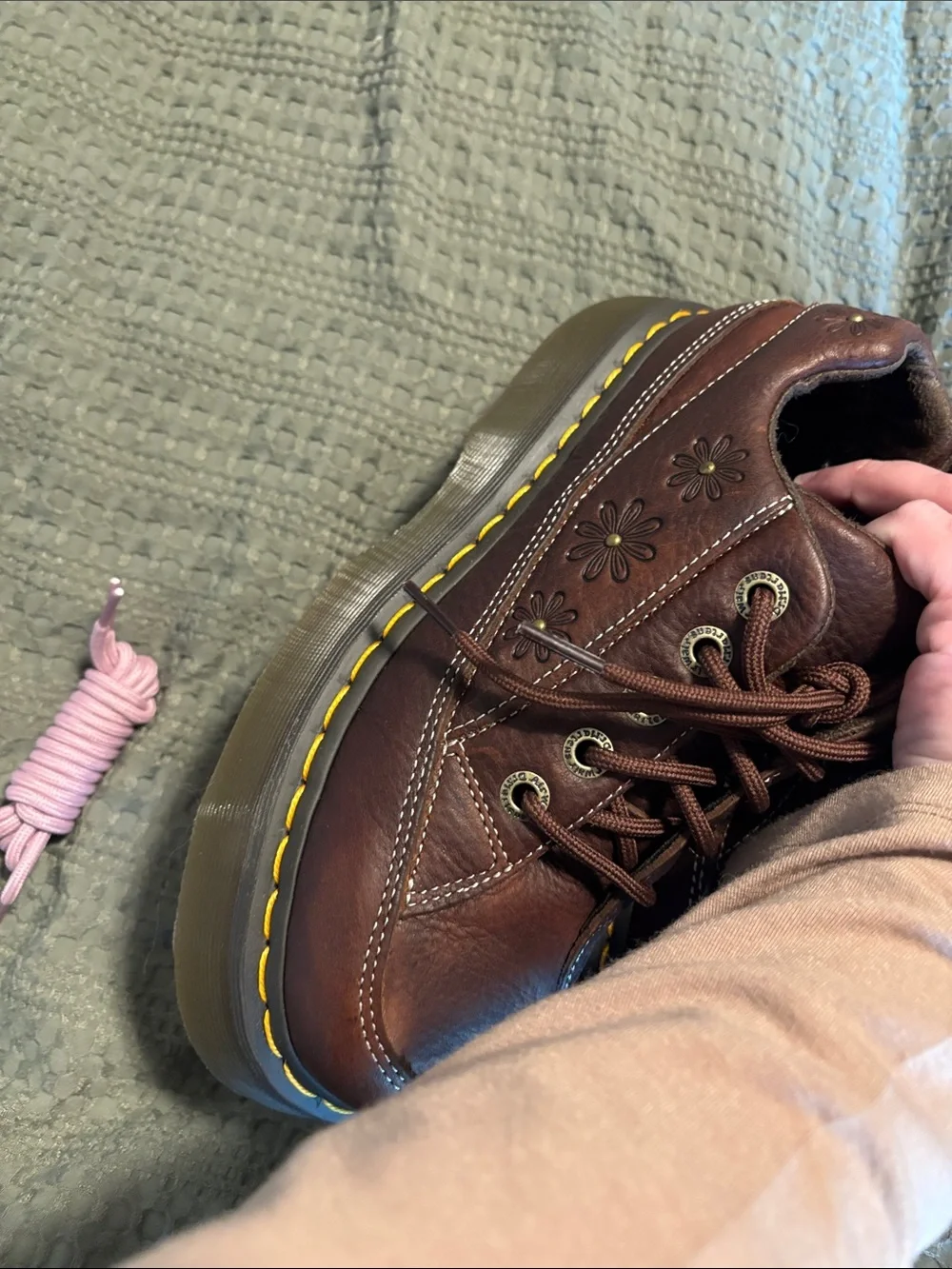 Dr. Martens Brown flower buzz shoes